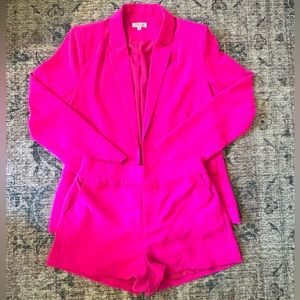 Pink Lily, bright pink blazer and short (matching set)